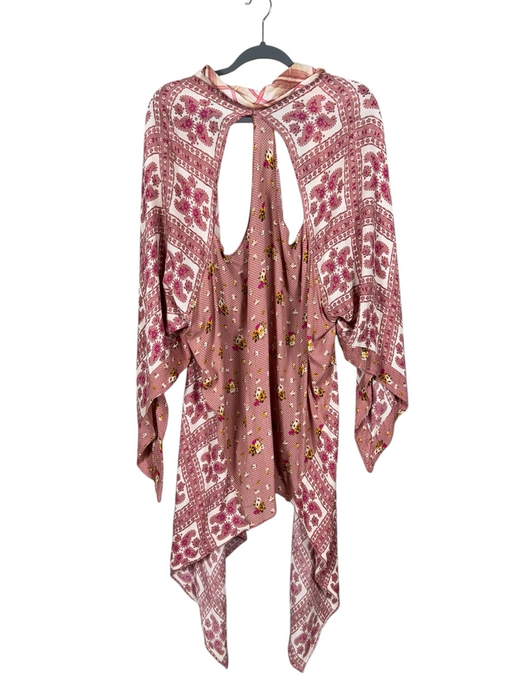 Free People American Pie Pink Patchwork Kimono Duster OS Bohemian Festival - Picture 4 of 5